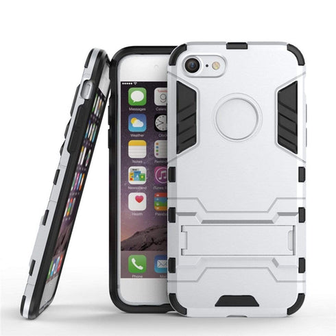 AussieSuperStore Homeware Supplies iPhone 7 Case HEAVY DUTY Iron Case Premium Shockproof Kickstand Bumper White iPhone 7 Case Iron Shockproof Kickstand Bumper Rugged Dual Layer Cover CBI72IN1IRONCASEWHT